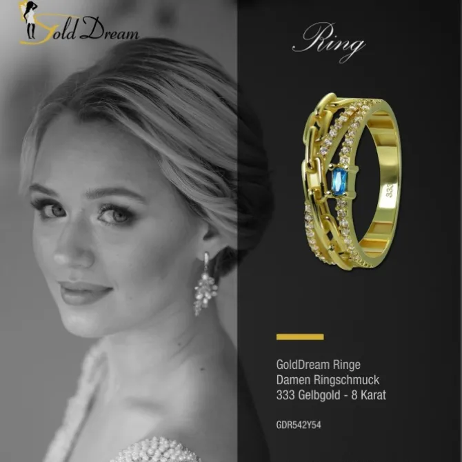 GoldDream Gold Ring Glamour Gr.54 Zirkonia weiß 333er Gelbgold GDR542Y54
