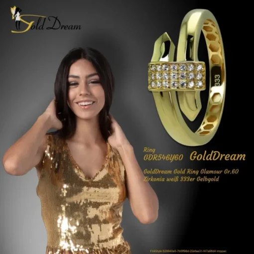 GoldDream Gold Ring Glamour Gr.60 Zirkonia weiß 333er Gelbgold GDR546Y60