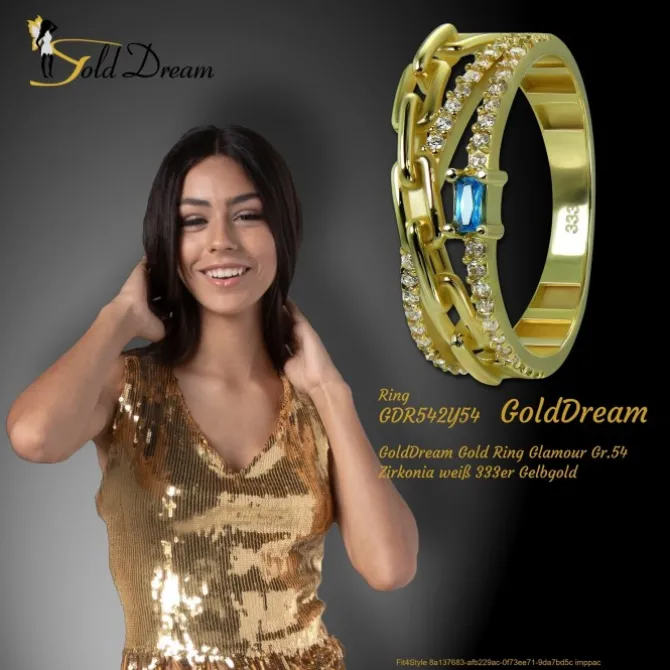 GoldDream Gold Ring Glamour Gr.54 Zirkonia weiß 333er Gelbgold GDR542Y54