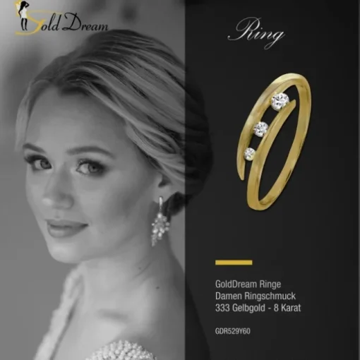 GoldDream Gold Ring Gr.60 3er Zirkonia weiß 333er Gelbgold GDR529Y60