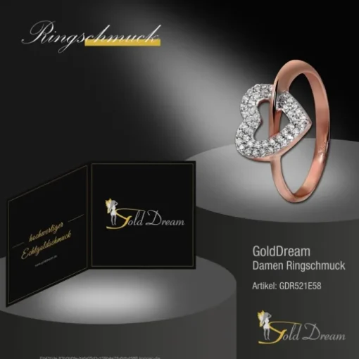 GoldDream Gold Ring Gr.58 Herz Zirkonia 333er Rosegold GDR521E58