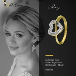 GoldDream Gold Ring Gr.54 Herz Zirkonia 333er Gelbgold GDR521Y54