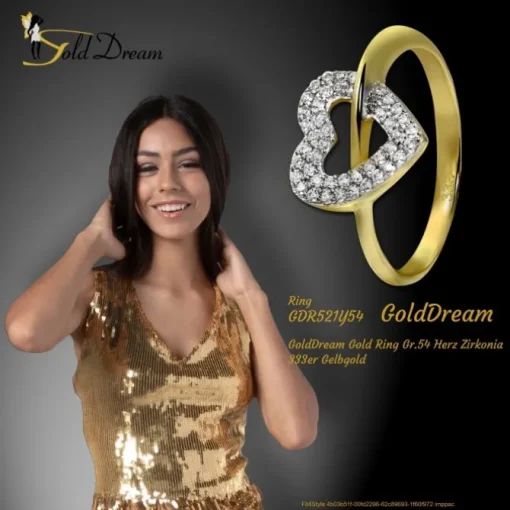 GoldDream Gold Ring Gr.54 Herz Zirkonia 333er Gelbgold GDR521Y54