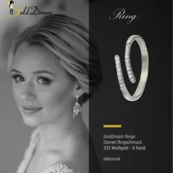 GoldDream Gold Ring Gr.58 Line Zirkonia weiß 333er Weißgold GDR524J58