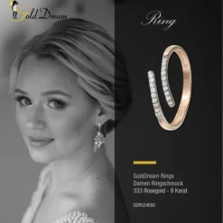 GoldDream Gold Ring Gr.60 Line Zirkonia weiß 333er Roségold GDR524E60