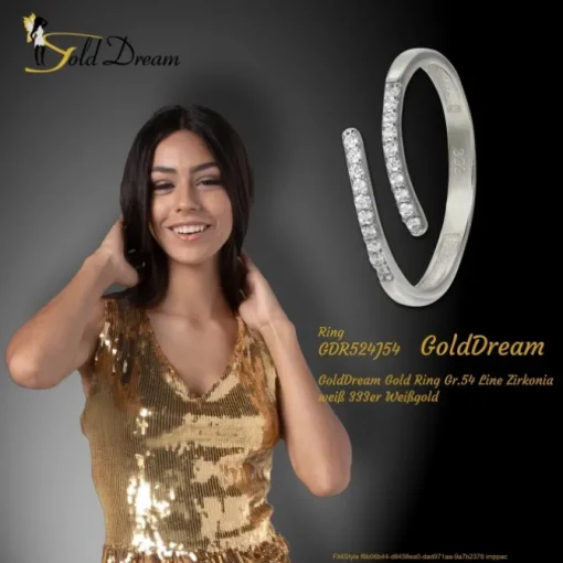 GoldDream Gold Ring Gr.54 Line Zirkonia weiß 333er Weißgold GDR524J54