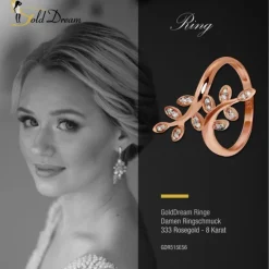 GoldDream Gold Ring Gr.56 Ranke Zirkonia 333er Rosegold GDR515E56