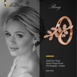 GoldDream Gold Ring Gr.58 Ranke Zirkonia 333er Rosegold GDR515E58