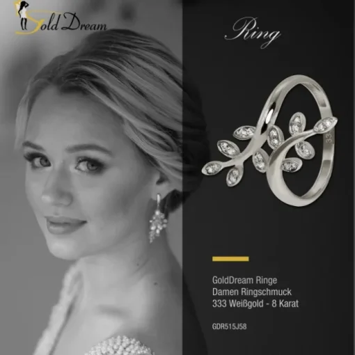 GoldDream Gold Ring Gr.58 Ranke Zirkonia 333er Weißgold GDR515J58