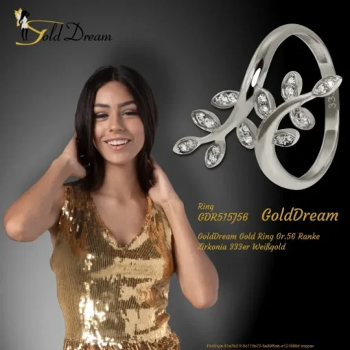 GoldDream Gold Ring Gr.56 Ranke Zirkonia 333er Weißgold GDR515J56