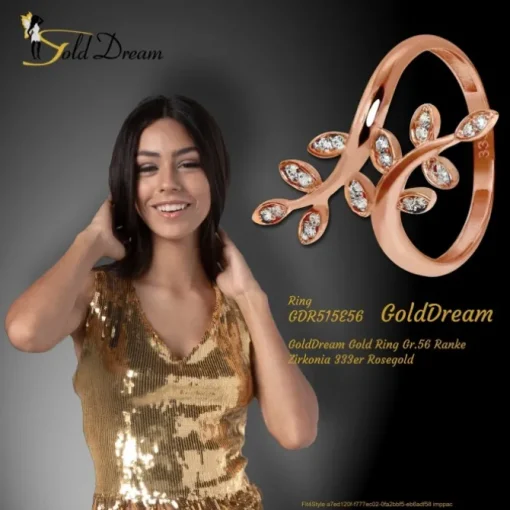 GoldDream Gold Ring Gr.56 Ranke Zirkonia 333er Rosegold GDR515E56