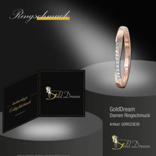 GoldDream Gold Ring Gr.56 Swing Zirkonia weiß 333er Roségold GDR523E56