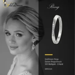 GoldDream Gold Ring Gr.54 Swing Zirkonia weiß 333er Weißgold GDR523J54