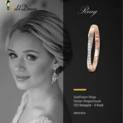 GoldDream Gold Ring Gr.54 Swing Zirkonia weiß 333er Roségold GDR523E54