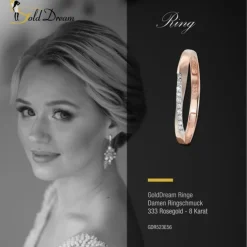 GoldDream Gold Ring Gr.56 Swing Zirkonia weiß 333er Roségold GDR523E56