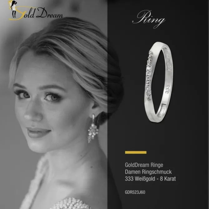 GoldDream Gold Ring Gr.60 Swing Zirkonia weiß 333er Weißgold GDR523J60