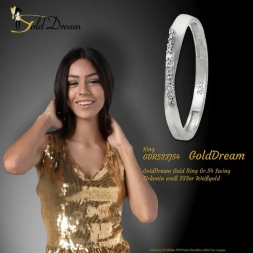 GoldDream Gold Ring Gr.54 Swing Zirkonia weiß 333er Weißgold GDR523J54