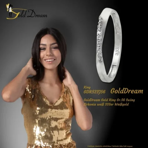 GoldDream Gold Ring Gr.56 Swing Zirkonia weiß 333er Weißgold GDR523J56