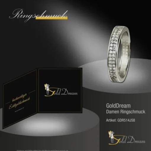 GoldDream Gold Ring Gr.58 Zirkonia weiß 333er Weißgold GDR514J58