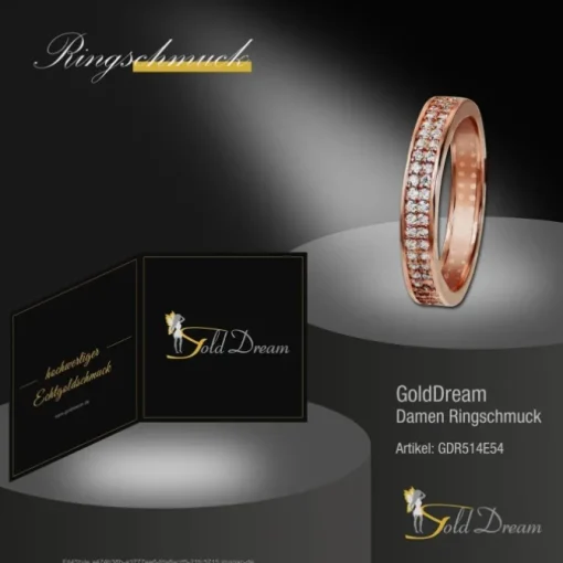 GoldDream Gold Ring Gr.54 Zirkonia weiß 333er Rosegold GDR514E54