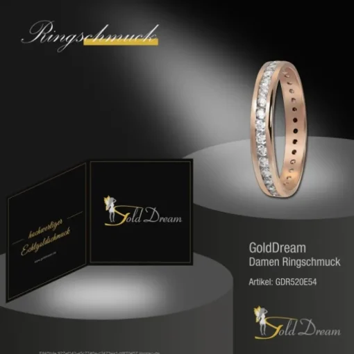 GoldDream Gold Ring Gr.54 Zirkonia weiß 333er Roségold GDR520E54