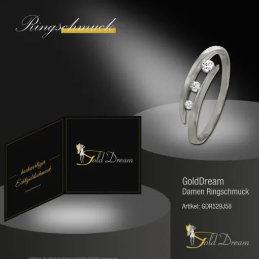 GoldDream Gold Ring Gr.58 Zirkonia weiß 333er Weißgold GDR529J58