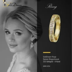 GoldDream Gold Ring Gr.54 Zirkonia weiß 333er Gelbgold GDR514Y54