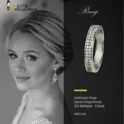 GoldDream Gold Ring Gr.54 Zirkonia weiß 333er Weißgold GDR514J54
