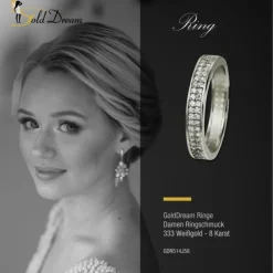 GoldDream Gold Ring Gr.58 Zirkonia weiß 333er Weißgold GDR514J58