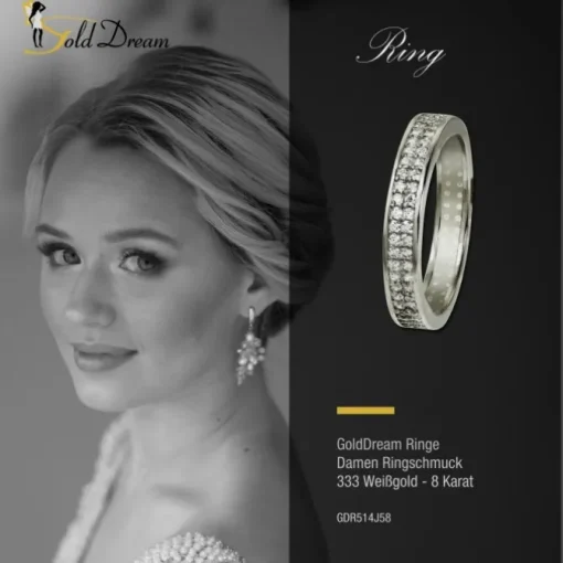 GoldDream Gold Ring Gr.58 Zirkonia weiß 333er Weißgold GDR514J58
