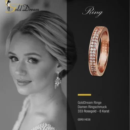 GoldDream Gold Ring Gr.58 Zirkonia weiß 333er Rosegold GDR514E58