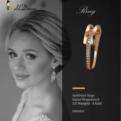 GoldDream Gold Ring Gr.54 Zirkonia weiß 333er Rosegold GDR526E54