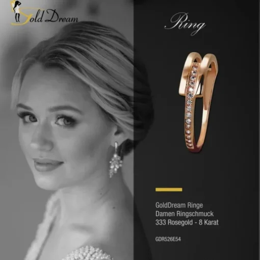 GoldDream Gold Ring Gr.54 Zirkonia weiß 333er Rosegold GDR526E54