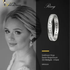 GoldDream Gold Ring Gr.54 Zirkonia weiß 333er Weißgold GDR520J54