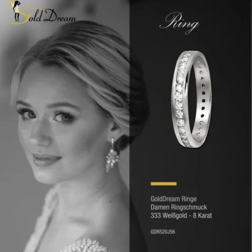 GoldDream Gold Ring Gr.56 Zirkonia weiß 333er Weißgold GDR520J56