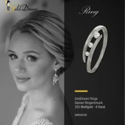 GoldDream Gold Ring Gr.58 Zirkonia weiß 333er Weißgold GDR529J58