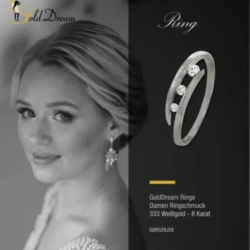 GoldDream Gold Ring Gr.58 Zirkonia weiß 333er Weißgold GDR529J58