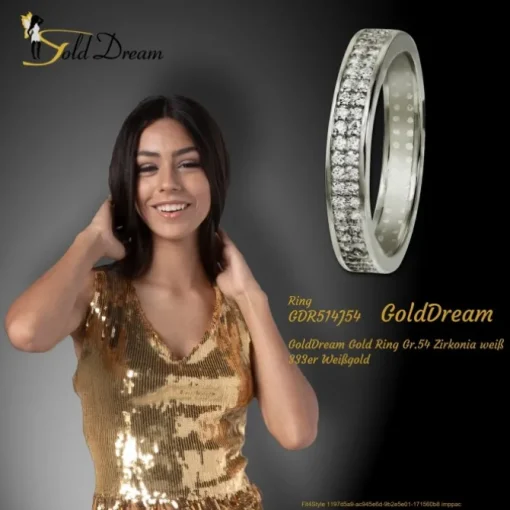 GoldDream Gold Ring Gr.54 Zirkonia weiß 333er Weißgold GDR514J54