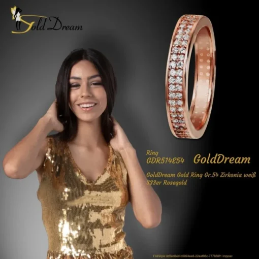 GoldDream Gold Ring Gr.54 Zirkonia weiß 333er Rosegold GDR514E54