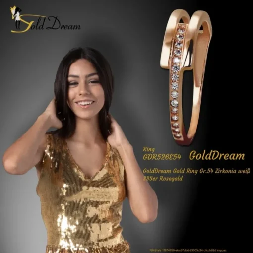 GoldDream Gold Ring Gr.54 Zirkonia weiß 333er Rosegold GDR526E54