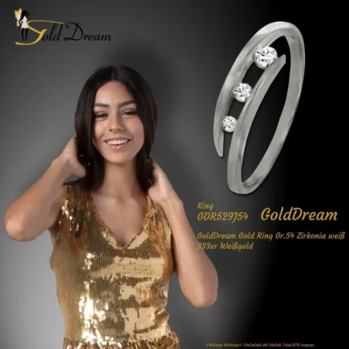 GoldDream Gold Ring Gr.54 Zirkonia weiß 333er Weißgold GDR529J54