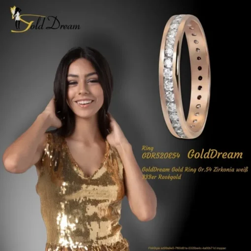GoldDream Gold Ring Gr.54 Zirkonia weiß 333er Roségold GDR520E54