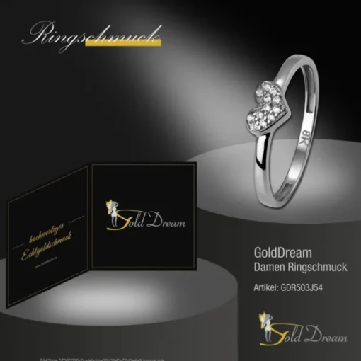 GoldDream Gold Ring Herz Zirkonia weiß Gr.54 333er Weißgold GDR503J54