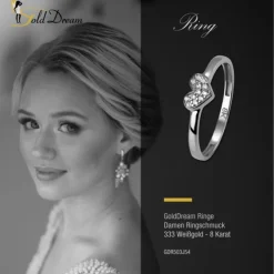 GoldDream Gold Ring Herz Zirkonia weiß Gr.54 333er Weißgold GDR503J54