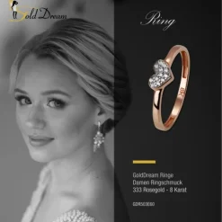 GoldDream Gold Ring Herz Zirkonia weiß Gr.60 333er Rosegold GDR503E60