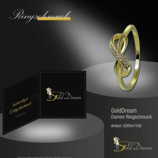 GoldDream Gold Ring Infinity Gr.56 Zirkonia weiß 333er Gelbgold GDR541Y56
