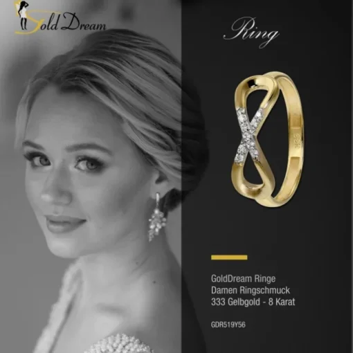 GoldDream Gold Ring Infinity Gr.56 Zirkonia 333er Gelbgold GDR519Y56