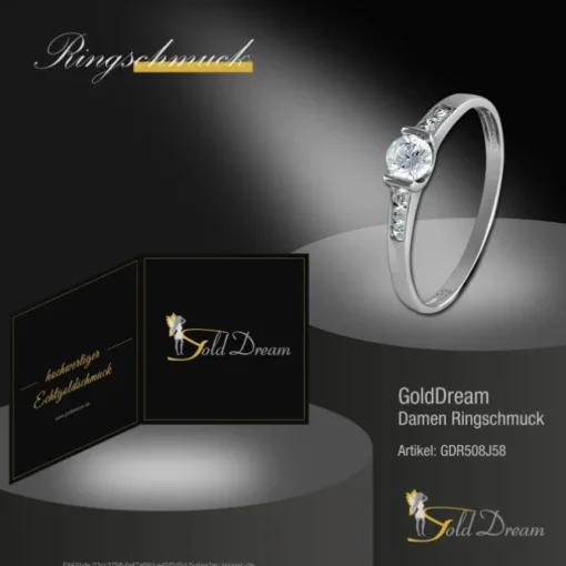 GoldDream Gold Ring Kristall Zirkonia weiß Gr.58 333er Weißgold GDR508J58