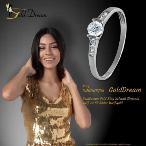 GoldDream Gold Ring Kristall Zirkonia weiß Gr.58 333er Weißgold GDR508J58