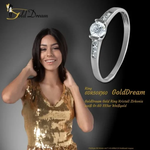 GoldDream Gold Ring Kristall Zirkonia weiß Gr.60 333er Weißgold GDR508J60